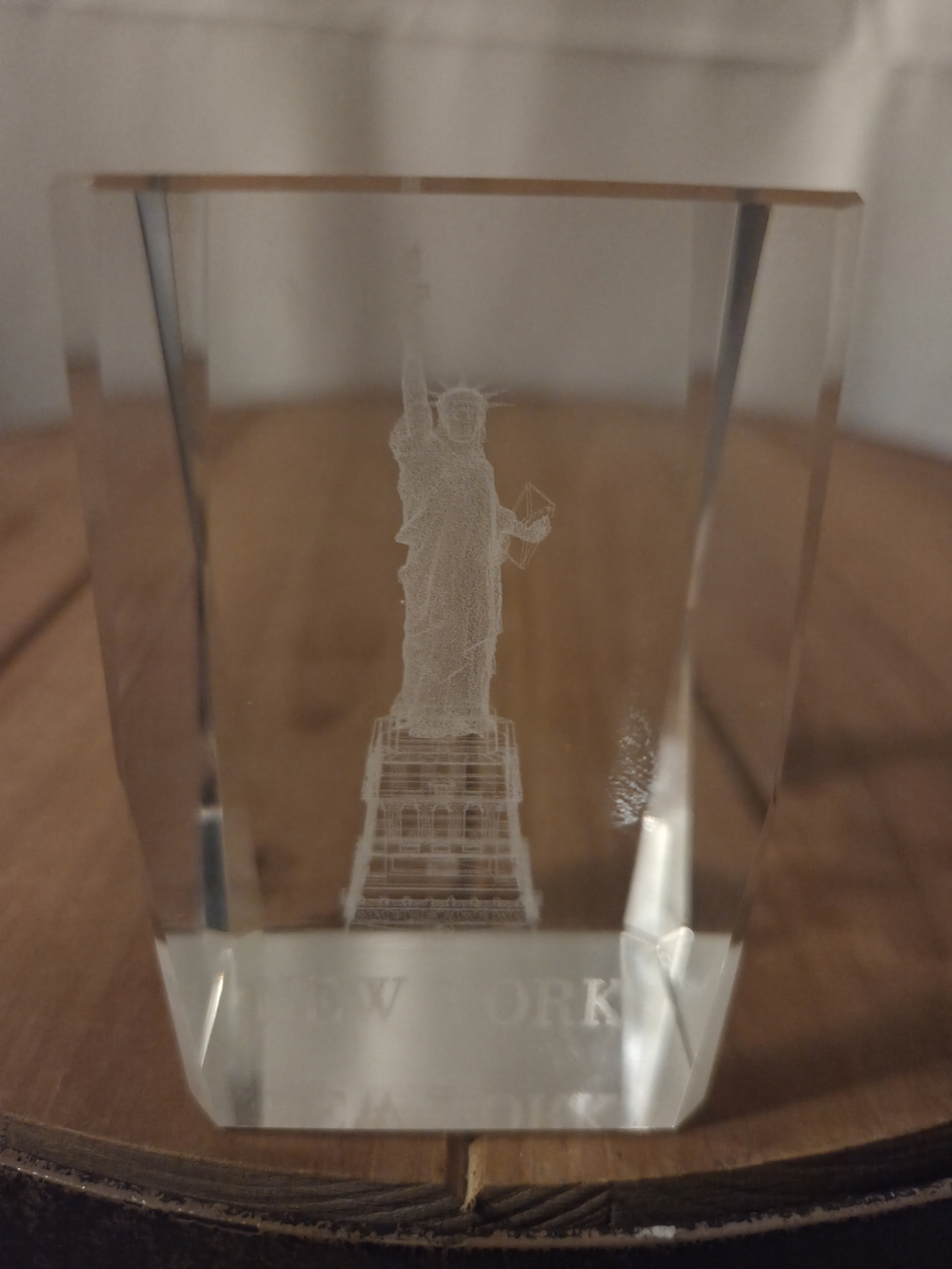 Clear Glass Etched Statue of Liberty Collectible - Clear